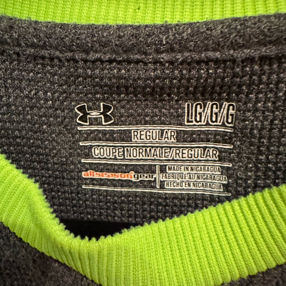 Under Armour Men's Neon Green and Charcoal Long Sleeve Tee Size Large - Picture 5 of 6